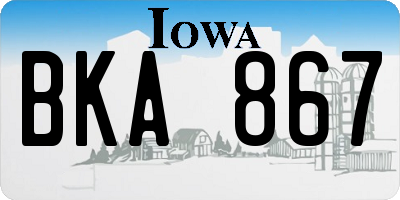 IA license plate BKA867