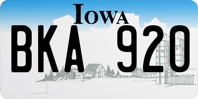 IA license plate BKA920
