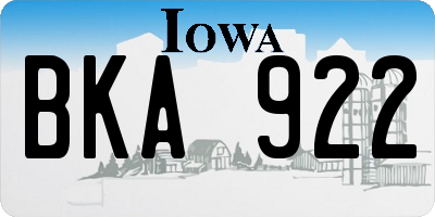 IA license plate BKA922