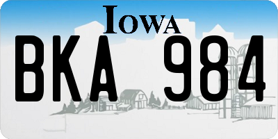IA license plate BKA984