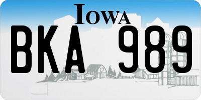 IA license plate BKA989