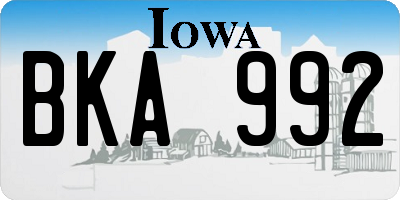 IA license plate BKA992