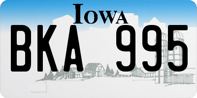 IA license plate BKA995