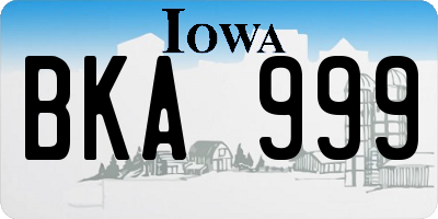 IA license plate BKA999