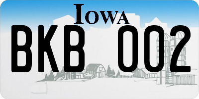 IA license plate BKB002