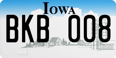 IA license plate BKB008