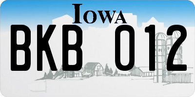 IA license plate BKB012
