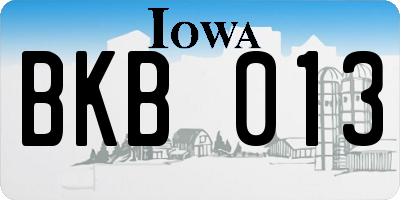 IA license plate BKB013