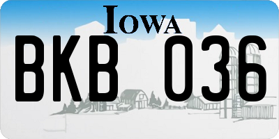 IA license plate BKB036