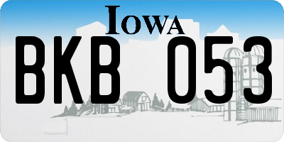IA license plate BKB053