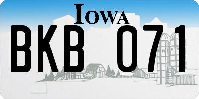 IA license plate BKB071