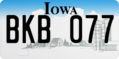 IA license plate BKB077