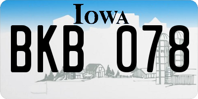 IA license plate BKB078