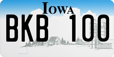 IA license plate BKB100
