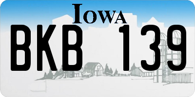 IA license plate BKB139