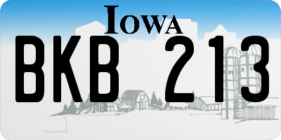 IA license plate BKB213