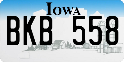 IA license plate BKB558