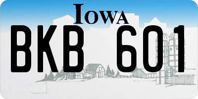 IA license plate BKB601
