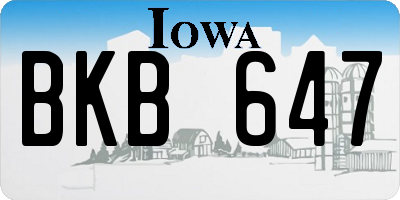 IA license plate BKB647