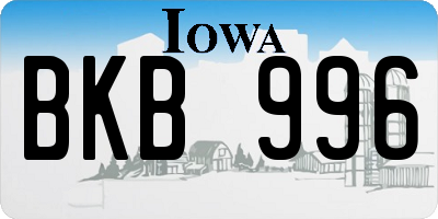 IA license plate BKB996