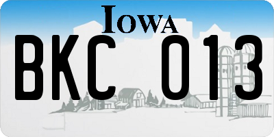 IA license plate BKC013