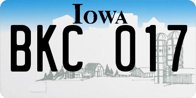 IA license plate BKC017