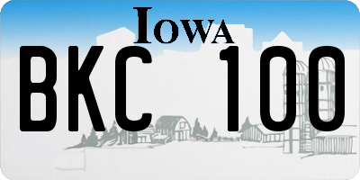 IA license plate BKC100