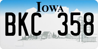 IA license plate BKC358