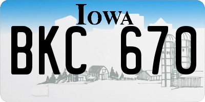 IA license plate BKC670