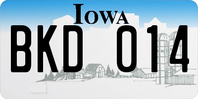 IA license plate BKD014