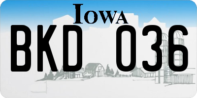 IA license plate BKD036