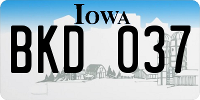 IA license plate BKD037