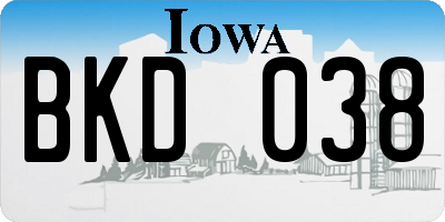 IA license plate BKD038
