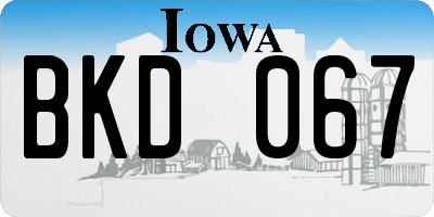 IA license plate BKD067