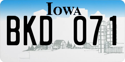 IA license plate BKD071