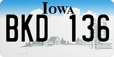 IA license plate BKD136