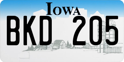 IA license plate BKD205
