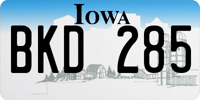 IA license plate BKD285