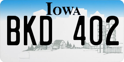 IA license plate BKD402