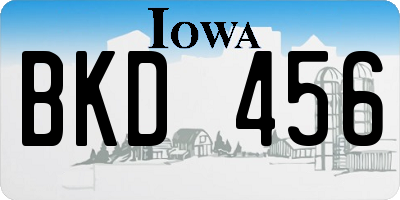 IA license plate BKD456