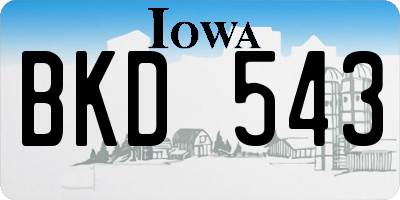 IA license plate BKD543