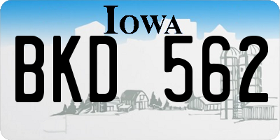 IA license plate BKD562