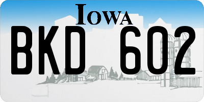 IA license plate BKD602