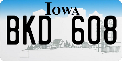 IA license plate BKD608