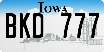 IA license plate BKD777