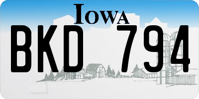 IA license plate BKD794