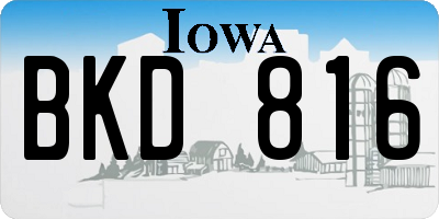 IA license plate BKD816