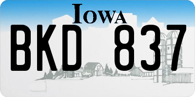 IA license plate BKD837