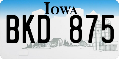 IA license plate BKD875