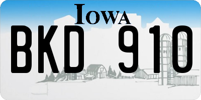 IA license plate BKD910